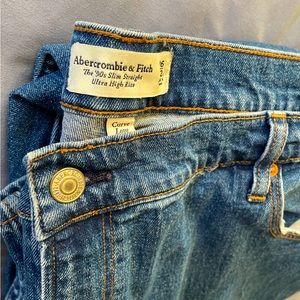 abercrombie & fitch curve love 90s slim straight ultra high rise sz 36 / 22 plus